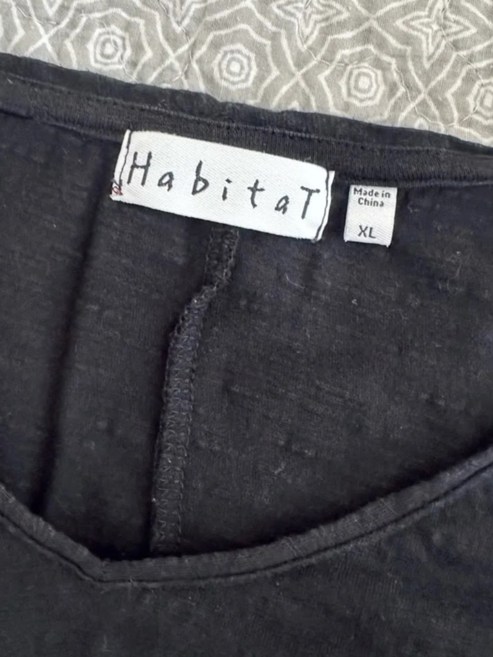 GOOD Habitat XL Empire Tunic Top A-Line High Low Black 100% Cotton Raw Hems - Picture 11 of 13